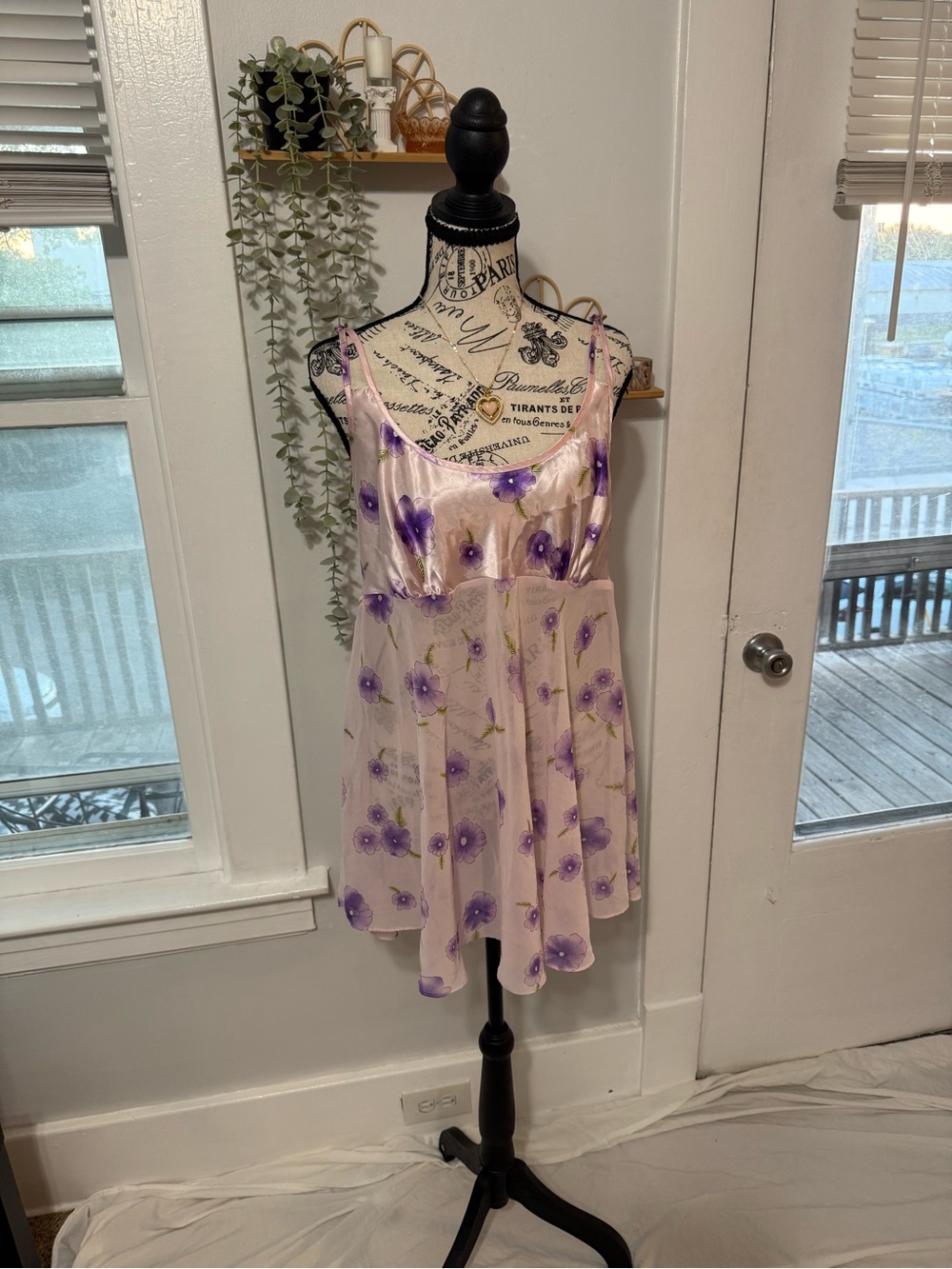 Secret Treasures Pink Mini Dress with Purple Floral Print